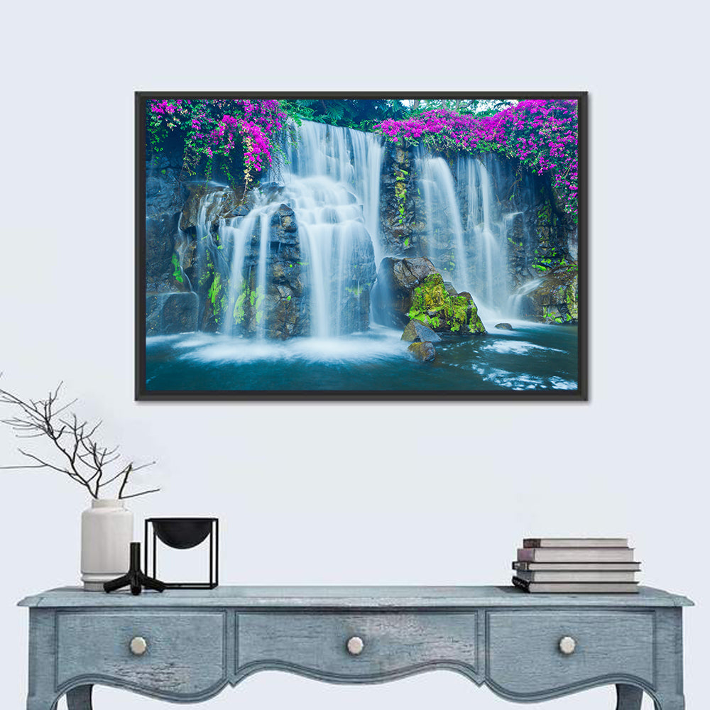 Hawaiian Blue Waterfall Scene Wall Art