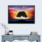 Coastal Sunset Tree Silhouette Wall Art