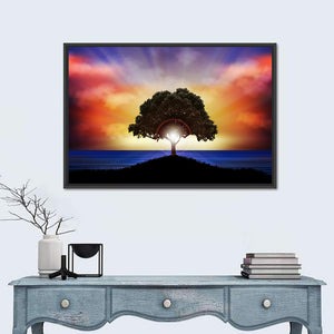 Sunset Over Water Tree Wall Art