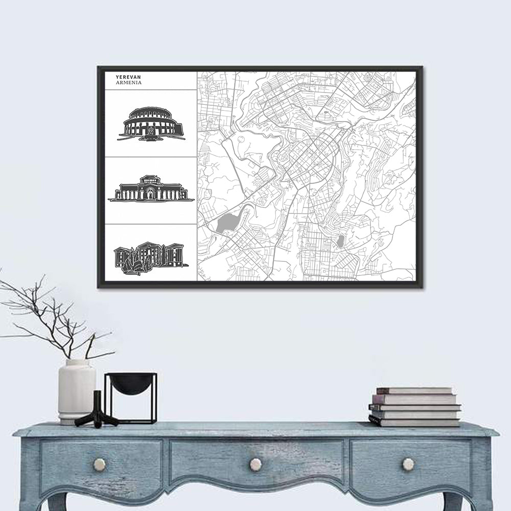 Yerevan City Map Diptych Wall Art