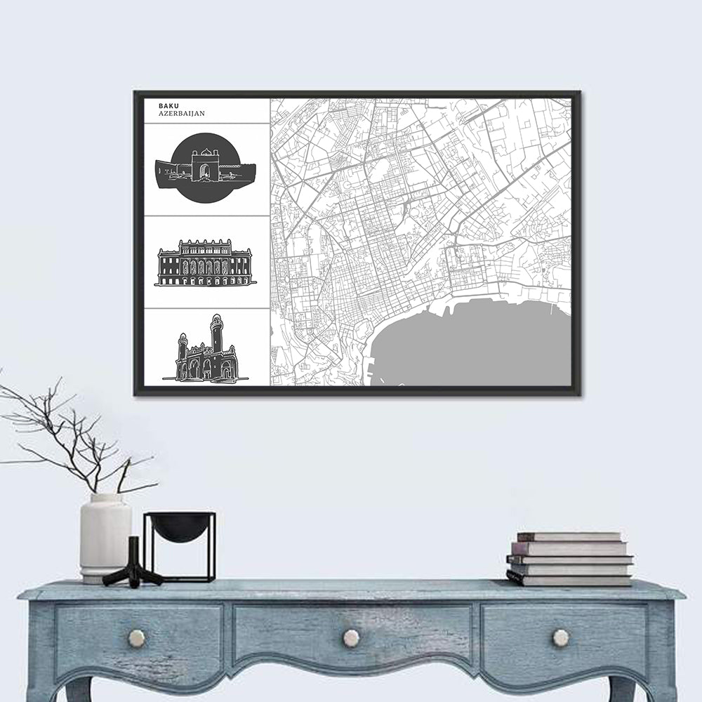 Baku Minimalist City Map Wall Art