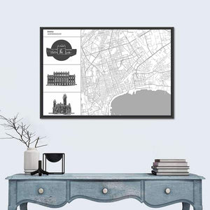 Baku City Map Wall Art