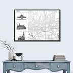 Zagreb Architectural Map Wall Art