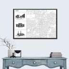 Nicosia Street Network Map Wall Art