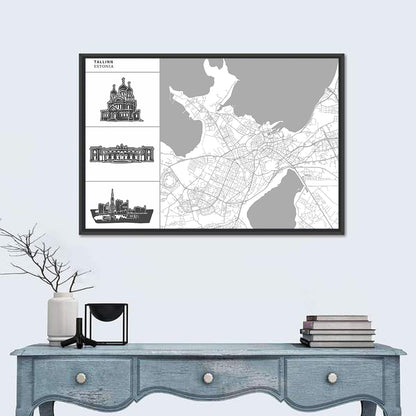 Tallinn City Map Wall Art