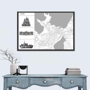 Tallinn City Map Wall Art