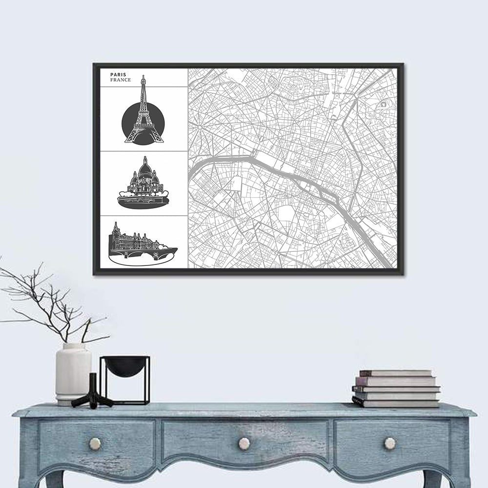 Paris Architectural Map Grid Wall Art