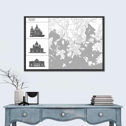 Helsinki Architectural Map Wall Art