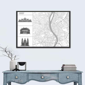 Budapest City Map Wall Art