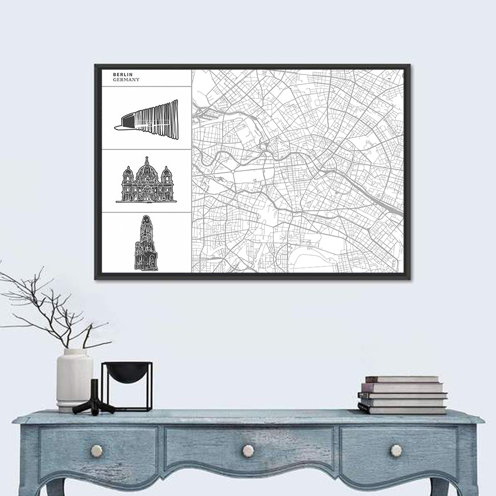 Berlin Map Line Wall Art
