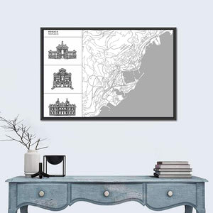 Monaco City Map Wall Art