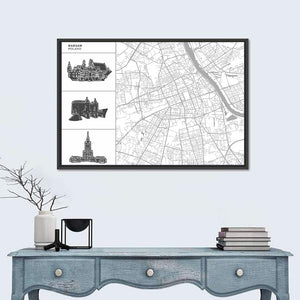 Warsaw City Map Wall Art