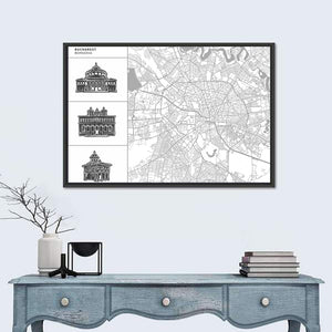 Bucharest City Map Wall Art