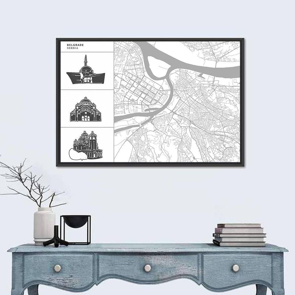 Belgrade City Map Wall Art