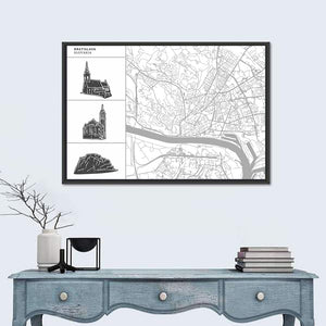 Bratislava City Map Wall Art