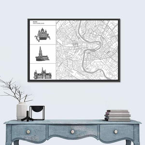 Bern city map Wall Art