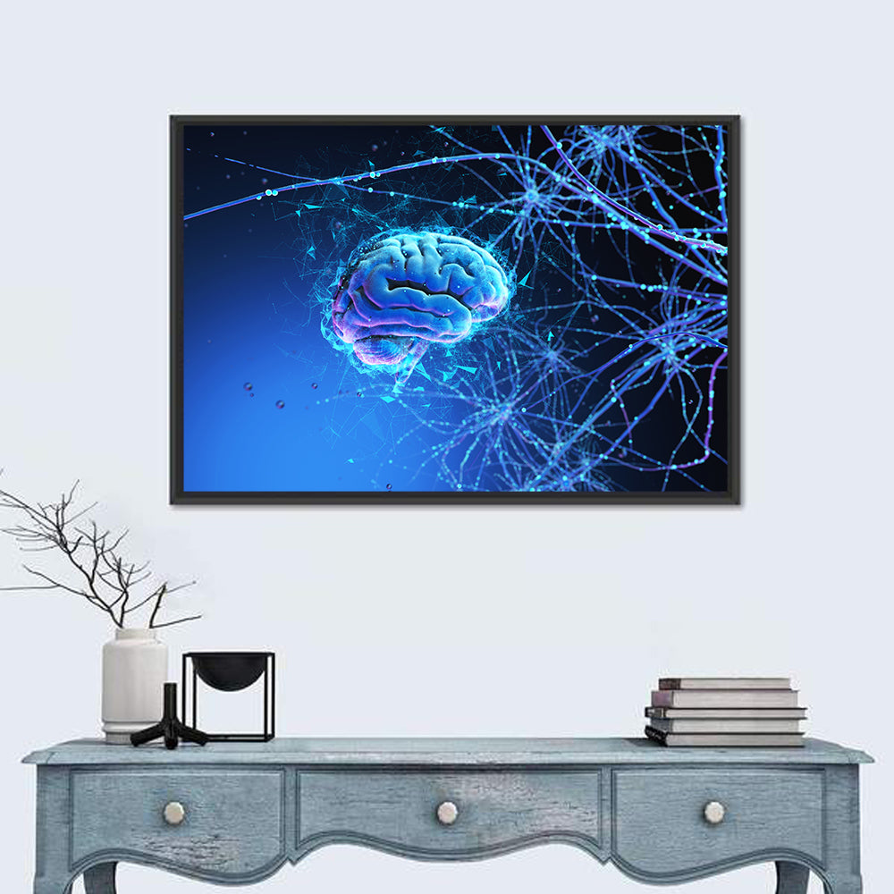 Blue 3d Neural Brain Wall Art