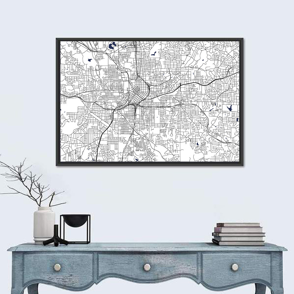 Atlanta Schematic Map Wall Art in a room, landscape