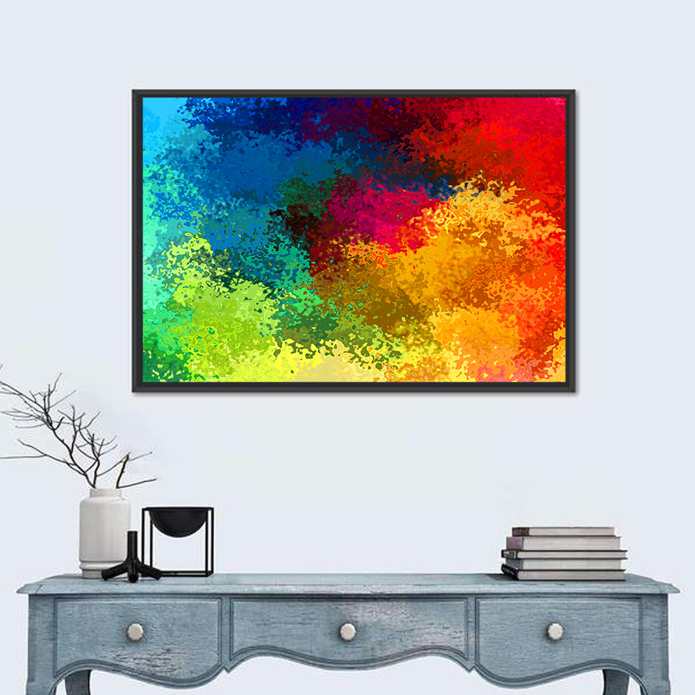 Diagonal Rainbow Gradient Wall Art in a room, landscape