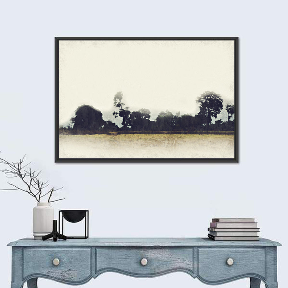 Faded Field with Silhouetted Trees Wall Art