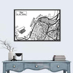 Vigo Aerial Map, Hand-drawn Wall Art