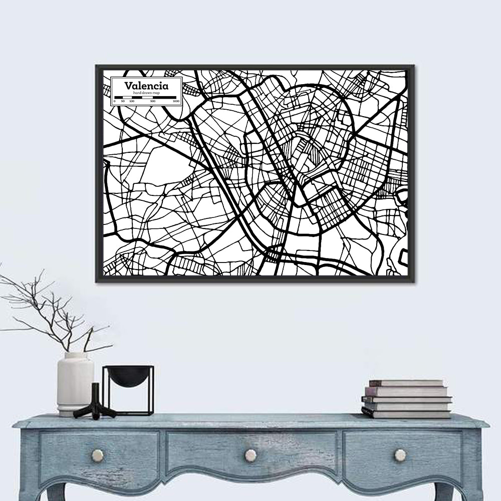 Valencia Street Network Map Wall Art in a room, landscape
