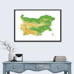Bulgaria Topographic Map Wall Art