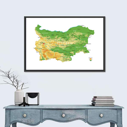 Bulgaria Physical Map Wall Art