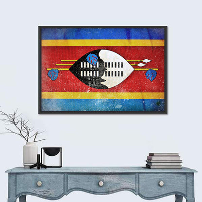 Eswatini Flag with Shield Emblem Wall Art