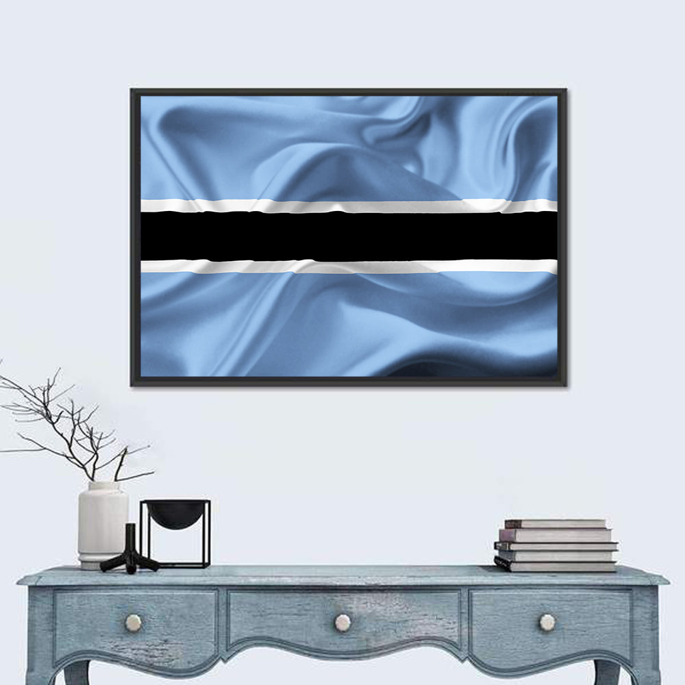 Rippled Botswana Flag Wall Art in a room, landscape