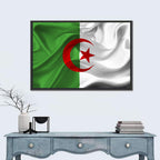 Waving Algerian Flag with Crescent and Star Wall Art