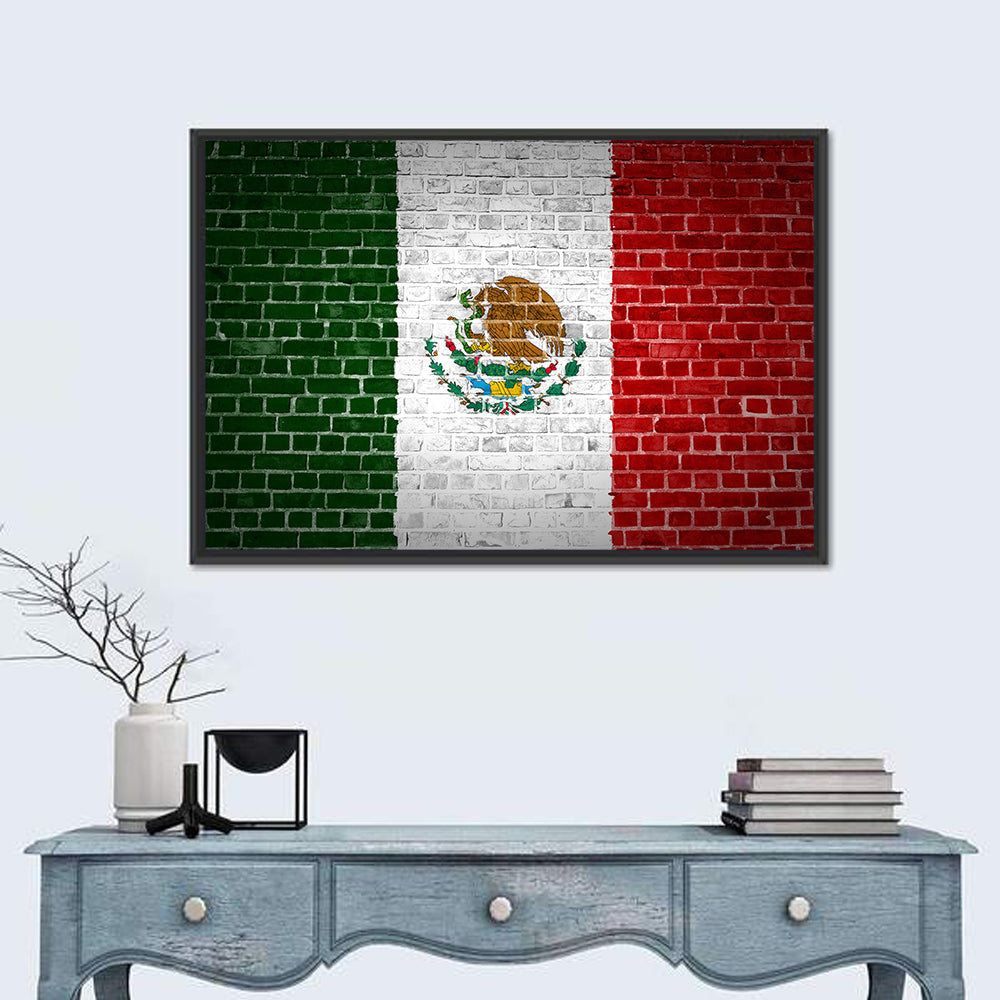 Weathered Mexico Flag with Coat of Arms Wall Art