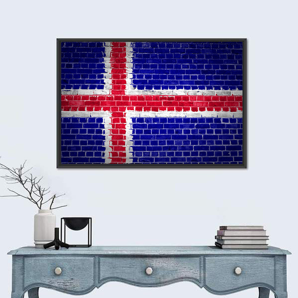 Iceland Flag on Brick Wall Art