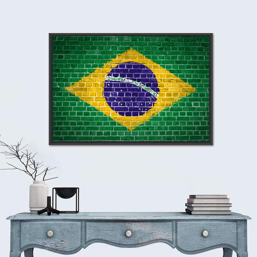 Brazilian Flag Brick Mural Wall Art