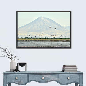 Flamingos Fly Over Lake Natron Wall Art