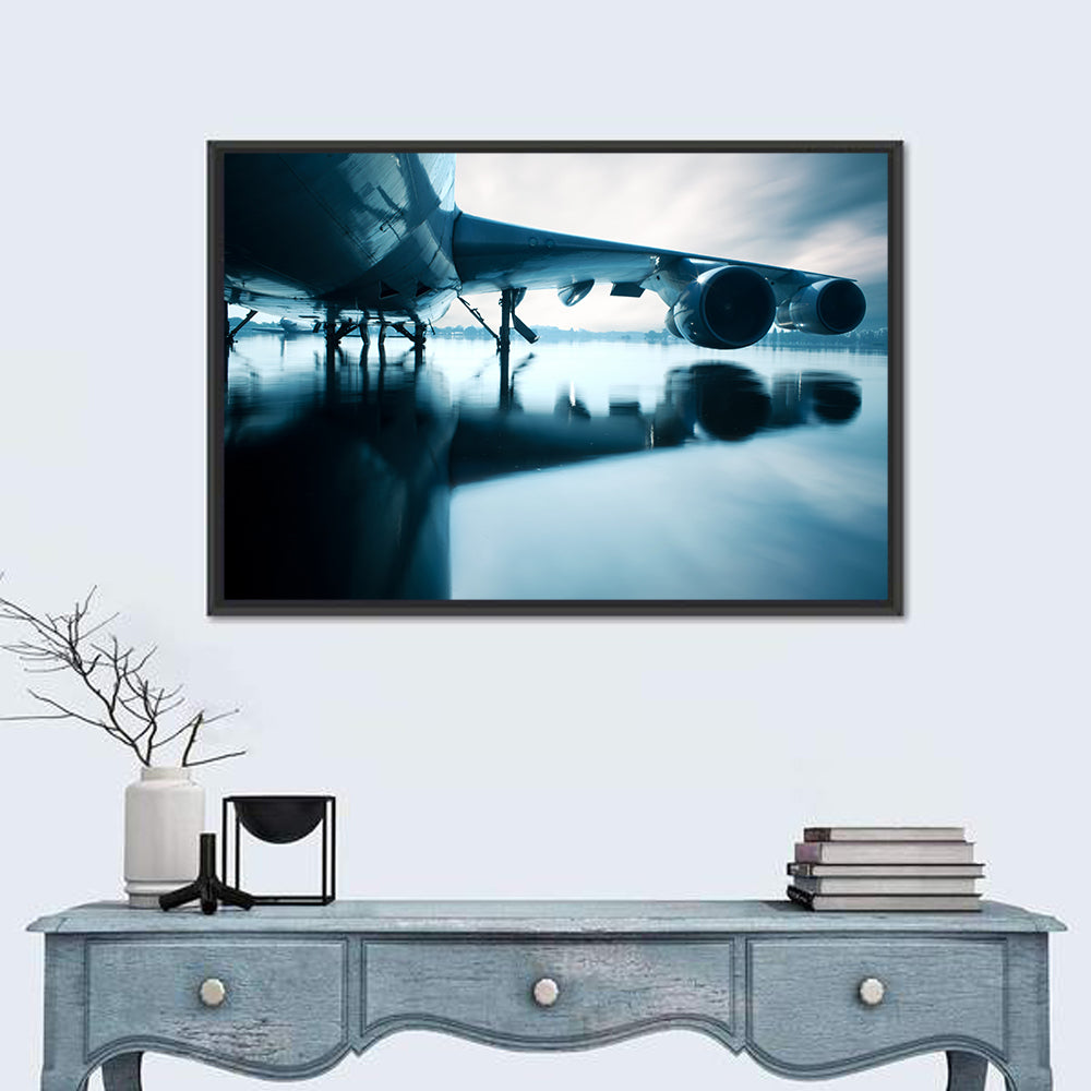 Aircraft Over Reflective Water Wall Art