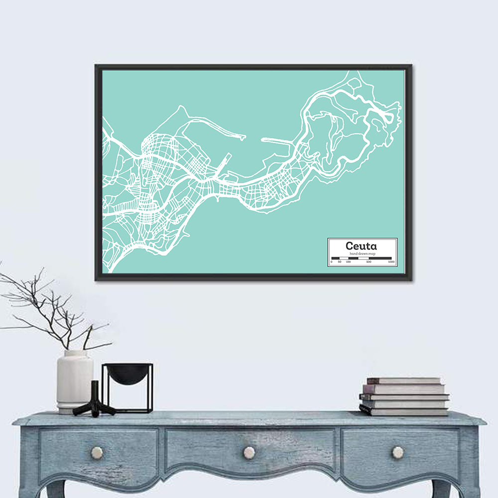Ceuta City Map Wall Art