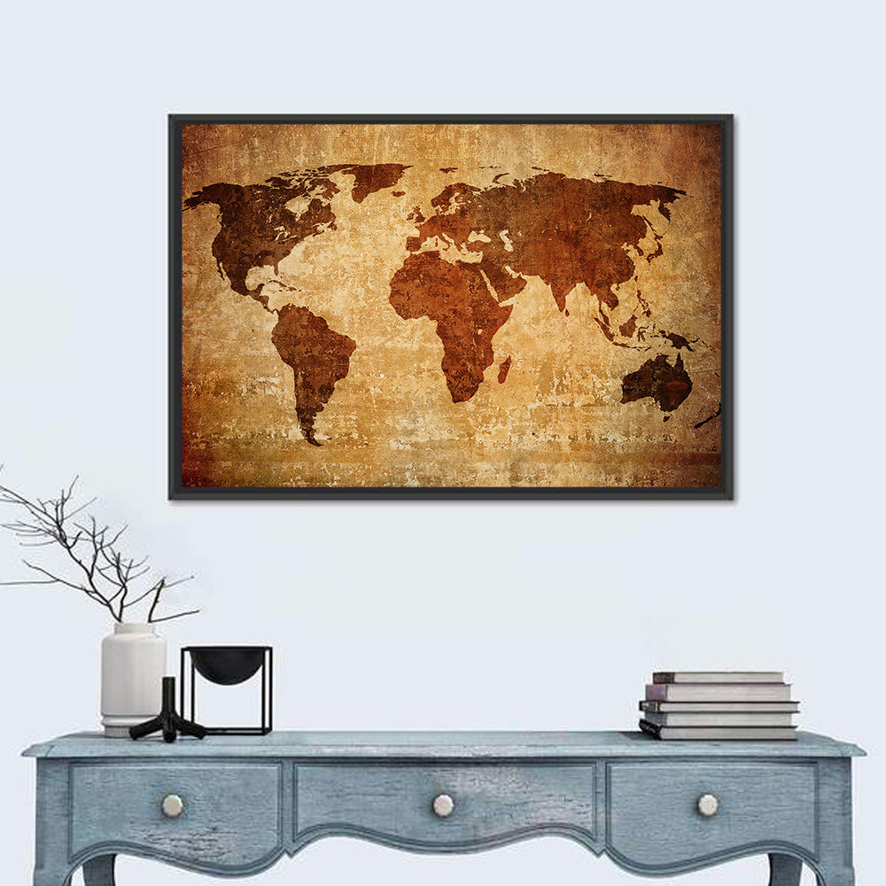Grunge World Map Wall Art