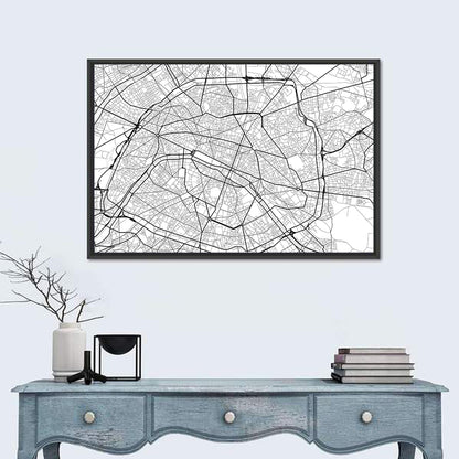 Paris Street Grid Map Wall Art
