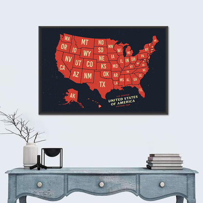 Vintage United States Map Wall Art