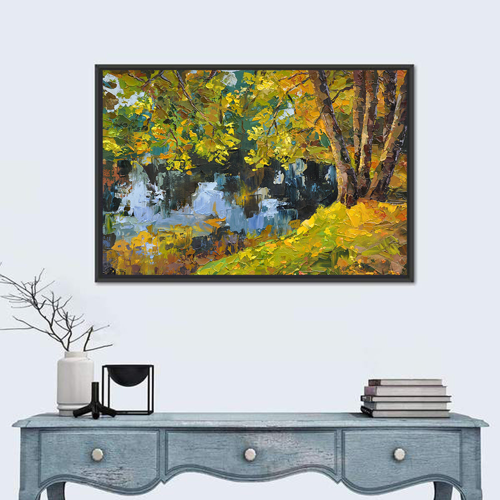 Autumn Riverbank Reflections Wall Art