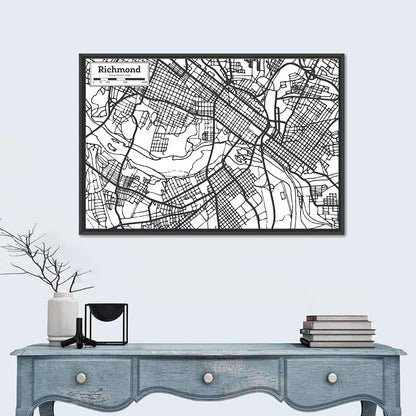 Richmond City Grid Map Wall Art