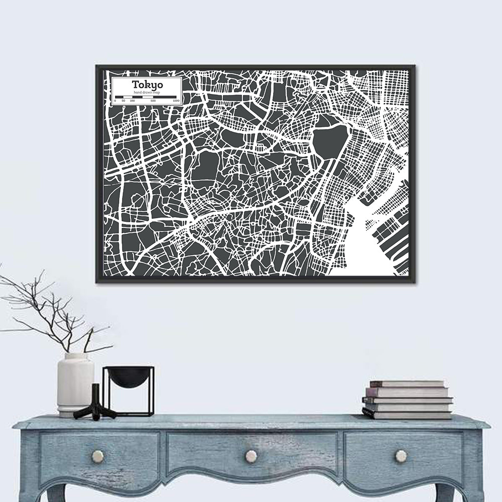 Tokyo City Map Wall Art