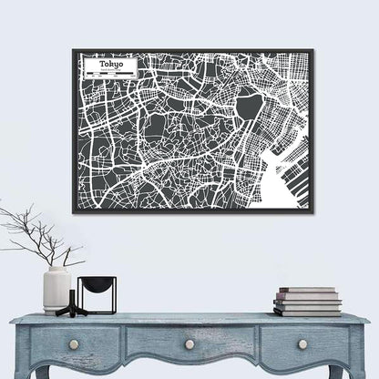 Tokyo City Map Wall Art