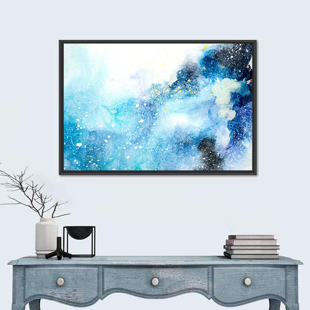 Cosmic Drips in Blue Wall Art in a room, landscape