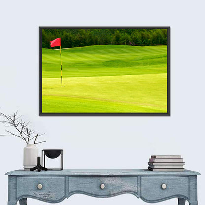 Red Golf Flag on the Green Wall Art