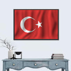 Turkish Flag with Wavy Texture Wall Art