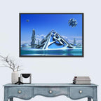 Futuristic Glass Pyramid City Wall Art