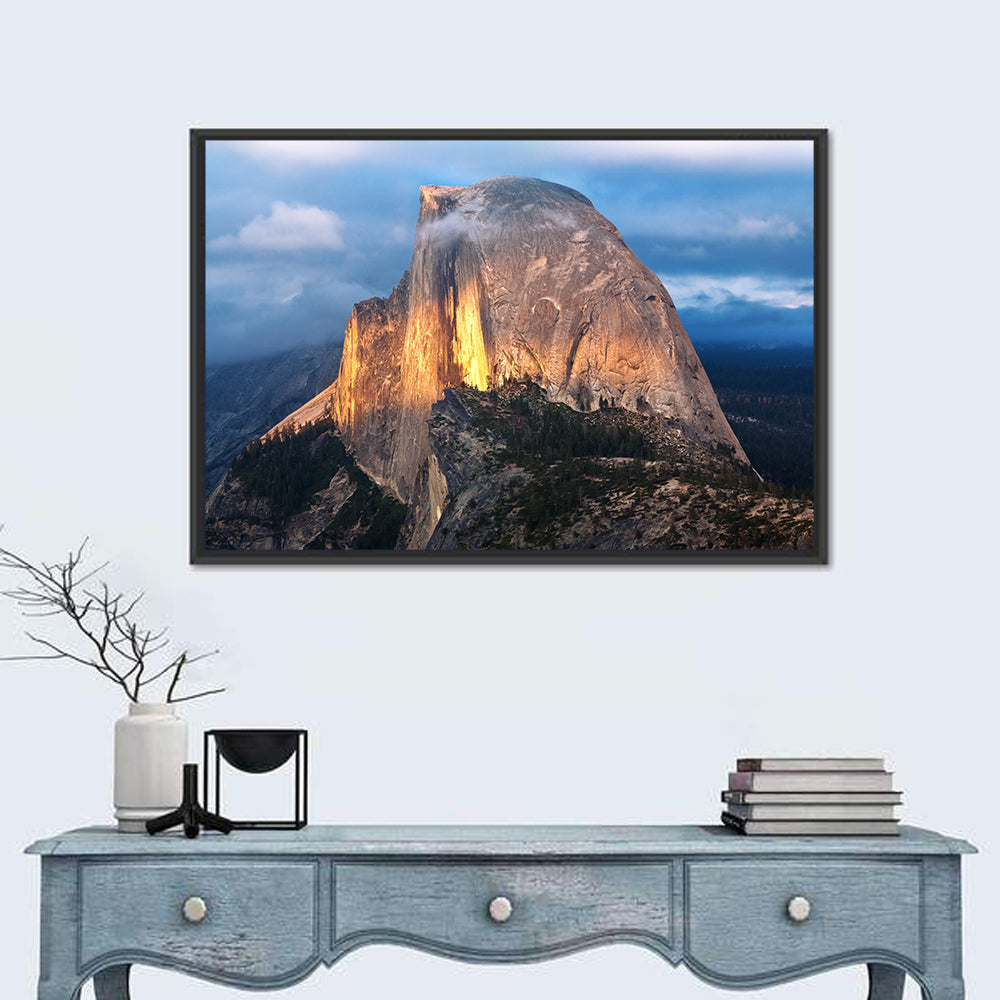 Half Dome at Golden Hour Wall Art in a room, landscape