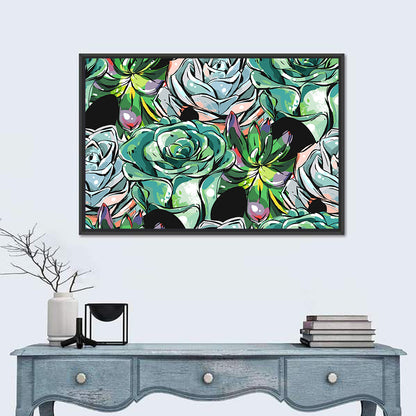 Turquoise Succulent Collage Wall Art